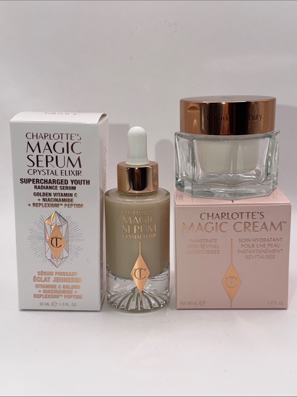 Bundle of Charlotte Tilbury Magic Serum+Magic Cream Duo F/S 1 Oz/Ea. NEW IN BOX!
